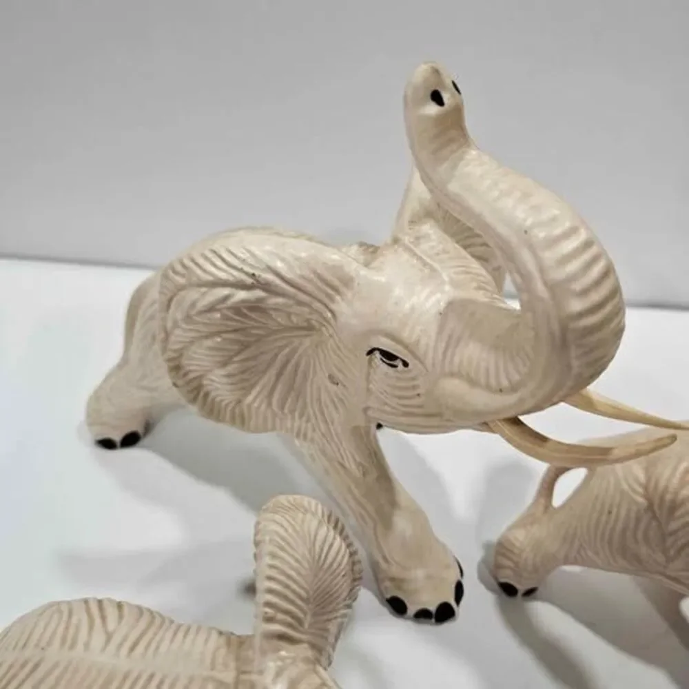 Set of 3 Ceramic Elephant Figurines